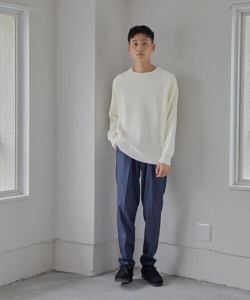 green label relaxing（グリーンレーベルリラクシング）の「ワッフルプレーティング クルーネック ニット -ウォッシャブル-（ニット/セーター・メンズ・ブラック/ワインレッド/オフホワイト・L/S/XL/M）」の5枚目の写真