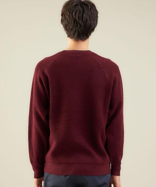 green label relaxing（グリーンレーベルリラクシング）の「ワッフルプレーティング クルーネック ニット -ウォッシャブル-（ニット/セーター・メンズ・ブラック/ワインレッド/オフホワイト・L/S/XL/M）」の8枚目の写真