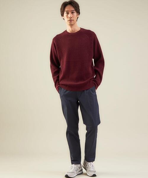 green label relaxing（グリーンレーベルリラクシング）の「ワッフルプレーティング クルーネック ニット -ウォッシャブル-（ニット/セーター・メンズ・ブラック/ワインレッド/オフホワイト・L/S/XL/M）」の9枚目の写真