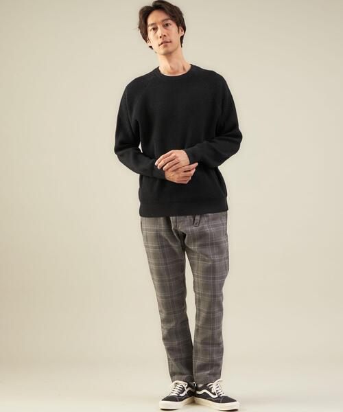 green label relaxing（グリーンレーベルリラクシング）の「ワッフルプレーティング クルーネック ニット -ウォッシャブル-（ニット/セーター・メンズ・ブラック/ワインレッド/オフホワイト・L/S/XL/M）」の10枚目の写真