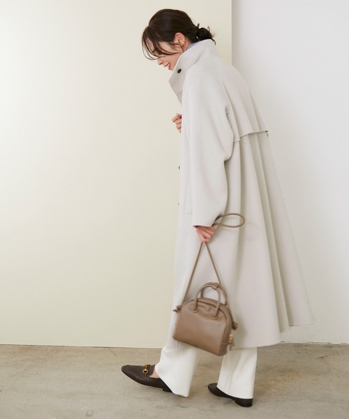 ROPE'（ロペ）の「【シリーズ】リッチリバースタンドカラーフォルムコート（チェスターコート・レディース・ブラウン/オフホワイト・38）」の22枚目の写真