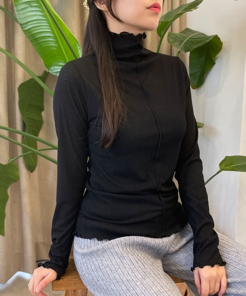 CEMONEMO（セモネモ）の「2way メロー プリーツ ハイネックトップス（Tシャツ/カットソー・レディース・ブラック/ベージュ/カーキ/アイボリー/ワイン・FREE）」の21枚目の写真