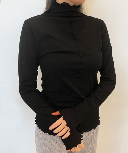 CEMONEMO（セモネモ）の「2way メロー プリーツ ハイネックトップス（Tシャツ/カットソー・レディース・ブラック/ベージュ/カーキ/アイボリー/ワイン・FREE）」の20枚目の写真