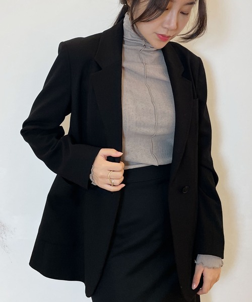 CEMONEMO（セモネモ）の「2way メロー プリーツ ハイネックトップス（Tシャツ/カットソー・レディース・ブラック/ベージュ/カーキ/アイボリー/ワイン・FREE）」の16枚目の写真