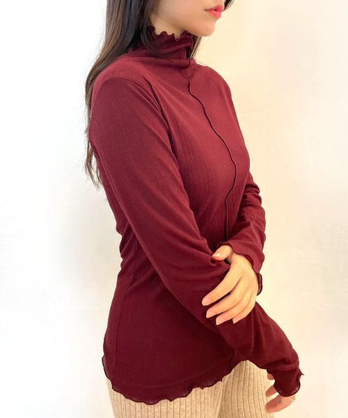 CEMONEMO（セモネモ）の「2way メロー プリーツ ハイネックトップス（Tシャツ/カットソー・レディース・ブラック/ベージュ/カーキ/アイボリー/ワイン・FREE）」の6枚目の写真