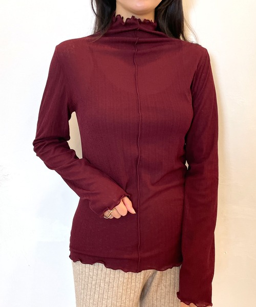 CEMONEMO（セモネモ）の「2way メロー プリーツ ハイネックトップス（Tシャツ/カットソー・レディース・ブラック/ベージュ/カーキ/アイボリー/ワイン・FREE）」の9枚目の写真