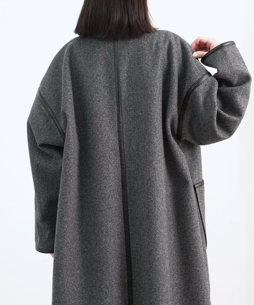 Fizz（フィズ）の「【Fizz/フィズ】　パイピング×フェイクウールロングコート（ノーカラーコート・レディース・ブラック/ベージュ/アイボリー/モカ/キナリ・M）」の13枚目の写真