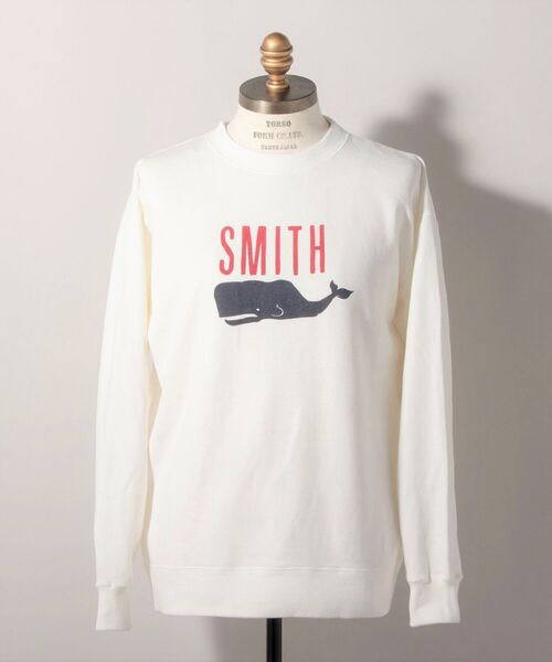 BARNS OUTFITTERS(バーンズアウトフィッターズ)の「【WEB限定】【BARNS OUTFITTERS】別注スウェット SMITH(スウェット・メンズ・ホワイト/ベージュ・SMALL/MEDIUM/LARGE)」の1枚目の写真
