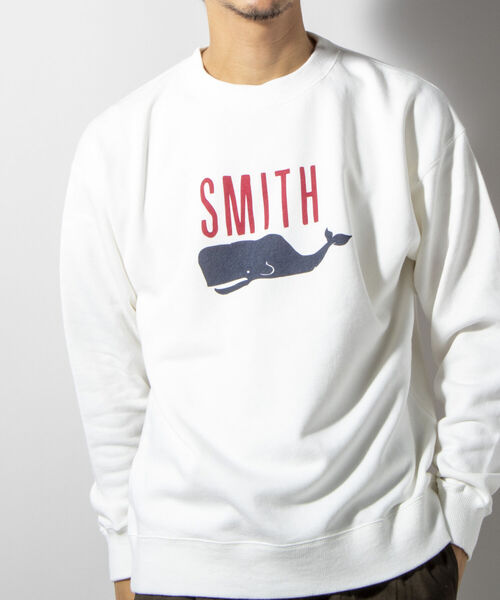 BARNS OUTFITTERS(バーンズアウトフィッターズ)の「【WEB限定】【BARNS OUTFITTERS】別注スウェット SMITH(スウェット・メンズ・ホワイト/ベージュ・SMALL/MEDIUM/LARGE)」の6枚目の写真