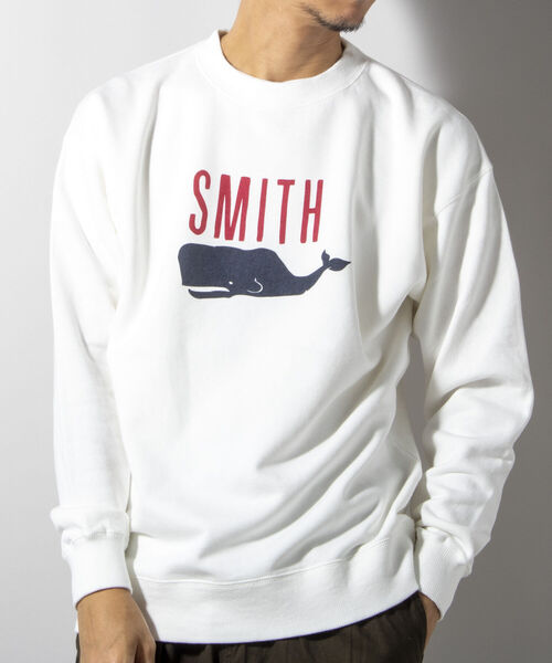 BARNS OUTFITTERS(バーンズアウトフィッターズ)の「【WEB限定】【BARNS OUTFITTERS】別注スウェット SMITH(スウェット・メンズ・ホワイト/ベージュ・SMALL/MEDIUM/LARGE)」の4枚目の写真