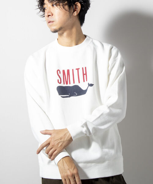 BARNS OUTFITTERS(バーンズアウトフィッターズ)の「【WEB限定】【BARNS OUTFITTERS】別注スウェット SMITH(スウェット・メンズ・ホワイト/ベージュ・SMALL/MEDIUM/LARGE)」の11枚目の写真