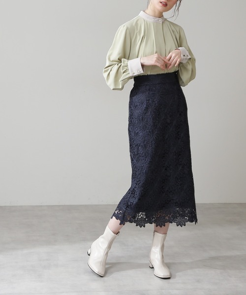 N.(N. Natural Beauty Basic)(エヌエヌナチュラルビューティーベーシック)の「【追加生産】ケミカルレースロングスカート(スカート・レディース・グレー/イエロー/グリーン/ブラウン系その他/ベージュ/ネイビー/オレンジ/カーキ/オフホワイト/ネイビー系2/ピンク・MEDIUM)」の7枚目の写真