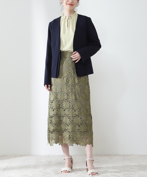 N.(N. Natural Beauty Basic)(エヌエヌナチュラルビューティーベーシック)の「【追加生産】ケミカルレースロングスカート(スカート・レディース・グレー/イエロー/グリーン/ブラウン系その他/ベージュ/ネイビー/オレンジ/カーキ/オフホワイト/ネイビー系2/ピンク・MEDIUM)」の5枚目の写真