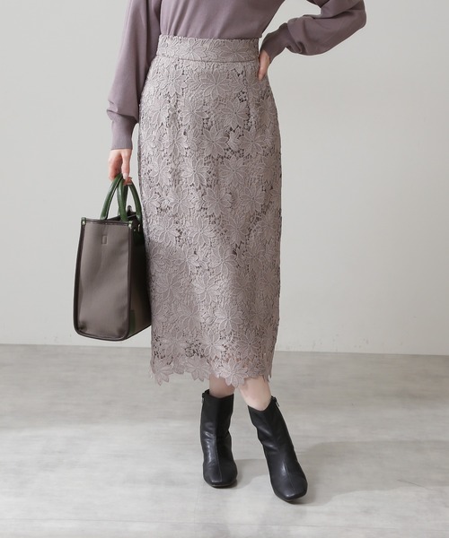 N.(N. Natural Beauty Basic)(エヌエヌナチュラルビューティーベーシック)の「【追加生産】ケミカルレースロングスカート(スカート・レディース・グレー/イエロー/グリーン/ブラウン系その他/ベージュ/ネイビー/オレンジ/カーキ/オフホワイト/ネイビー系2/ピンク・MEDIUM)」の12枚目の写真