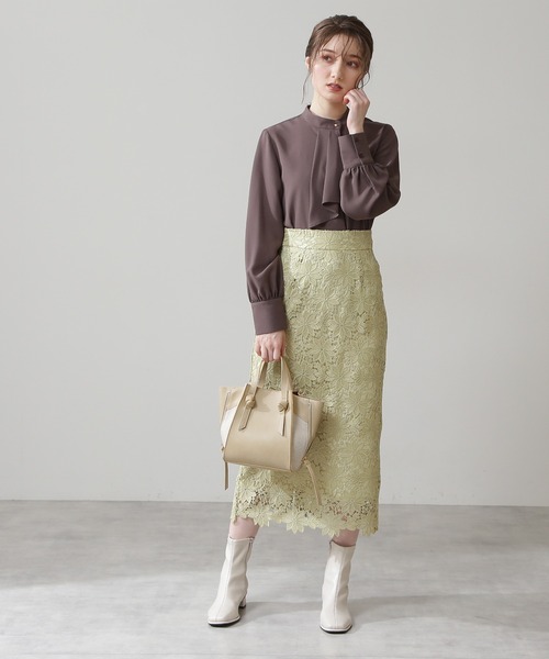 N.(N. Natural Beauty Basic)(エヌエヌナチュラルビューティーベーシック)の「【追加生産】ケミカルレースロングスカート(スカート・レディース・グレー/イエロー/グリーン/ブラウン系その他/ベージュ/ネイビー/オレンジ/カーキ/オフホワイト/ネイビー系2/ピンク・MEDIUM)」の20枚目の写真