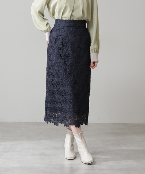 N.(N. Natural Beauty Basic)(エヌエヌナチュラルビューティーベーシック)の「【追加生産】ケミカルレースロングスカート(スカート・レディース・グレー/イエロー/グリーン/ブラウン系その他/ベージュ/ネイビー/オレンジ/カーキ/オフホワイト/ネイビー系2/ピンク・MEDIUM)」の16枚目の写真