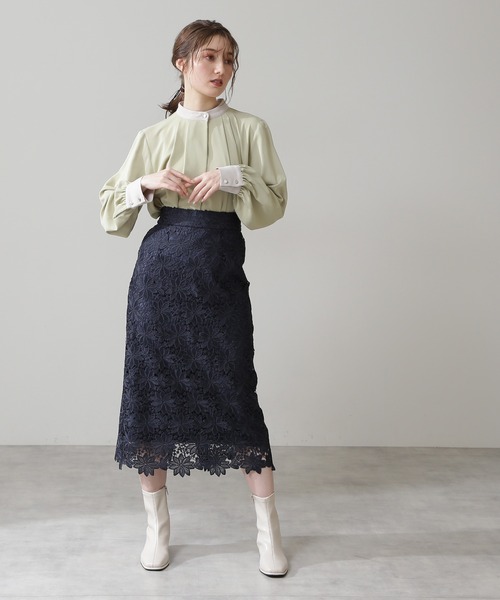 N.(N. Natural Beauty Basic)(エヌエヌナチュラルビューティーベーシック)の「【追加生産】ケミカルレースロングスカート(スカート・レディース・グレー/イエロー/グリーン/ブラウン系その他/ベージュ/ネイビー/オレンジ/カーキ/オフホワイト/ネイビー系2/ピンク・MEDIUM)」の18枚目の写真