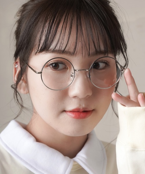 セール】ラウンド型丸メガネ/メタルフレーム/伊達メガネ/UVカット/ユニ