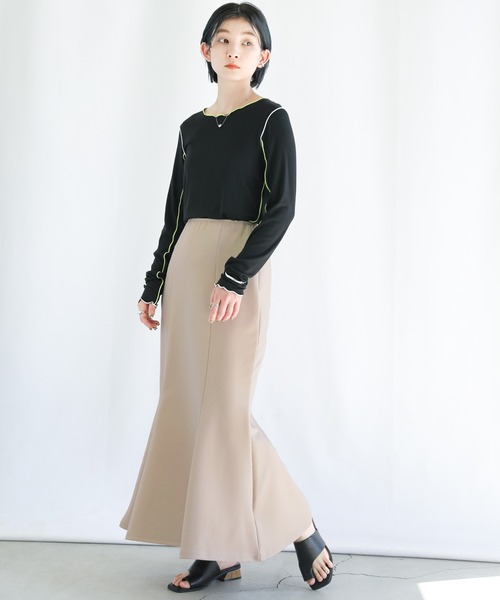 select MOCA(セレクトモカ)の「ストレッチマーメイドスカート(スカート・レディース・ブラック/ベージュ/アイボリー/グリーン/オレンジ・FREE)」の8枚目の写真