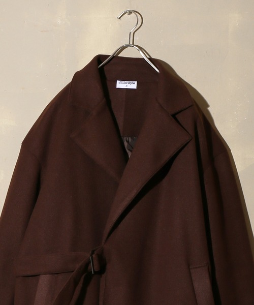 SPINNS(スピンズ)の「ビックシルエット メルトンタイロッケンコート(トレンチコート・メンズ・ブラック/ブラウン/グレー・M/L)」の4枚目の写真