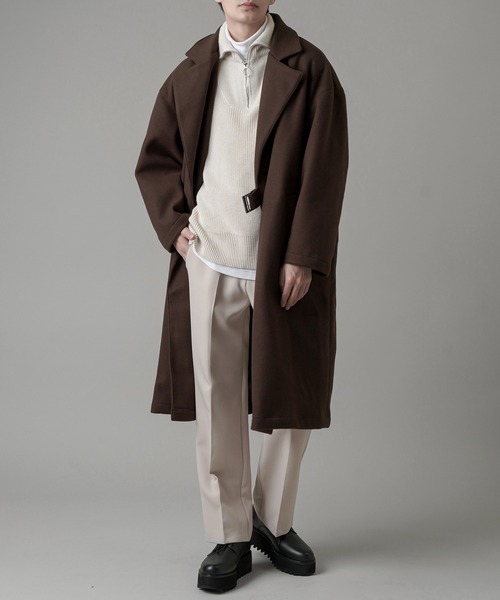 SPINNS(スピンズ)の「ビックシルエット メルトンタイロッケンコート(トレンチコート・メンズ・ブラック/ブラウン/グレー・M/L)」の21枚目の写真