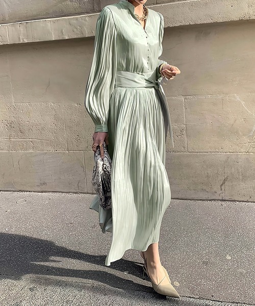 Dita Muaj.(ディータムアージュ)の「スタンドカラーシングルブレストグロスワンピース(ワンピース・レディース・ブラック/アイボリー/グレイッシュブルー・FREE)」の19枚目の写真