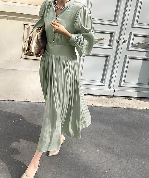 Dita Muaj.(ディータムアージュ)の「スタンドカラーシングルブレストグロスワンピース(ワンピース・レディース・ブラック/アイボリー/グレイッシュブルー・FREE)」の21枚目の写真