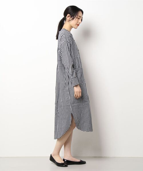 LUPILIEN（ルピリアン）の「【LUPILIEN】ネルバンドカラーシャツワンピース（ワンピース・レディース・ブラック/オフホワイト/グリーン・FREE）」の4枚目の写真