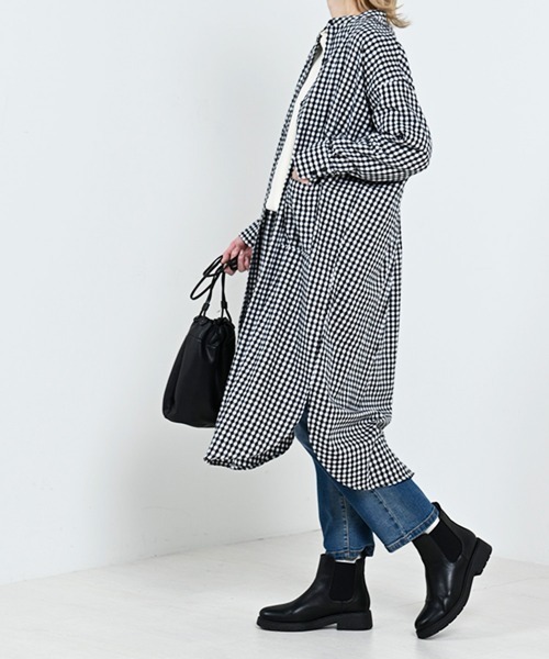 LUPILIEN（ルピリアン）の「【LUPILIEN】ネルバンドカラーシャツワンピース（ワンピース・レディース・ブラック/オフホワイト/グリーン・FREE）」の8枚目の写真