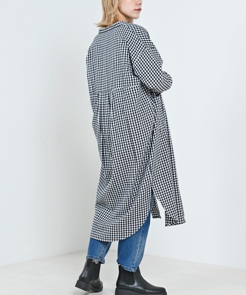 LUPILIEN（ルピリアン）の「【LUPILIEN】ネルバンドカラーシャツワンピース（ワンピース・レディース・ブラック/オフホワイト/グリーン・FREE）」の9枚目の写真