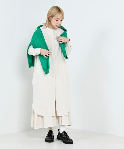 LUPILIEN（ルピリアン）の「【LUPILIEN】ネルバンドカラーシャツワンピース（ワンピース・レディース・ブラック/オフホワイト/グリーン・FREE）」の16枚目の写真