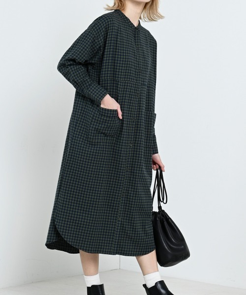 LUPILIEN（ルピリアン）の「【LUPILIEN】ネルバンドカラーシャツワンピース（ワンピース・レディース・ブラック/オフホワイト/グリーン・FREE）」の21枚目の写真