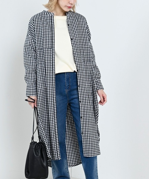 LUPILIEN（ルピリアン）の「【LUPILIEN】ネルバンドカラーシャツワンピース（ワンピース・レディース・ブラック/オフホワイト/グリーン・FREE）」の6枚目の写真