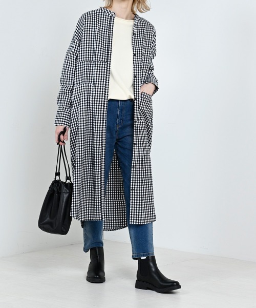 LUPILIEN（ルピリアン）の「【LUPILIEN】ネルバンドカラーシャツワンピース（ワンピース・レディース・ブラック/オフホワイト/グリーン・FREE）」の7枚目の写真