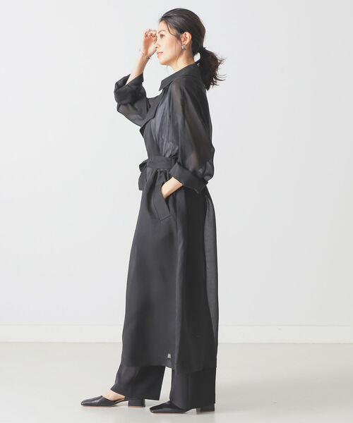 BEAMS LIGHTS(ビームスライツ)の「BEAMS LIGHTS / シアートレンチコート(その他アウター・レディース・ベージュ/ブラック・ONE SIZE)」の11枚目の写真