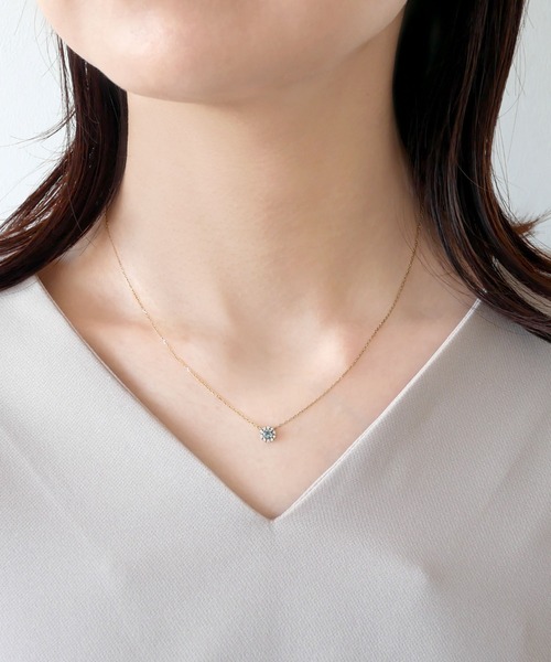 K18イエローゴールド　アクアマリン ネックレス