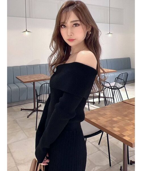 RESEXXY(リゼクシー)の「オフショルプリーツ切替え長袖ワンピース(ワンピース・レディース・アイボリー/ピンク/ブルー/ブラック・FREE)」の15枚目の写真