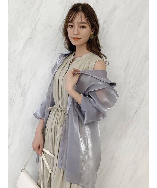 dazzlin(ダズリン)の「ブライトシャツ(シャツ/ブラウス・レディース・パープル/オフホワイト/グリーン・FREE)」の3枚目の写真