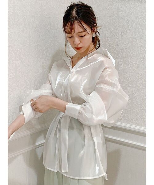 dazzlin(ダズリン)の「ブライトシャツ(シャツ/ブラウス・レディース・パープル/オフホワイト/グリーン・FREE)」の2枚目の写真