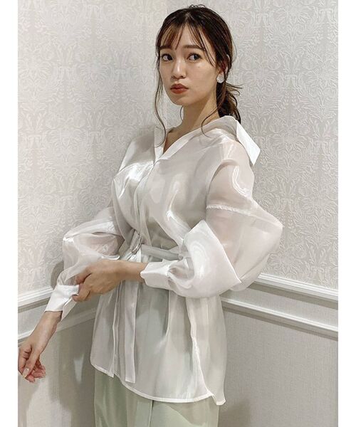 dazzlin(ダズリン)の「ブライトシャツ(シャツ/ブラウス・レディース・パープル/オフホワイト/グリーン・FREE)」の4枚目の写真