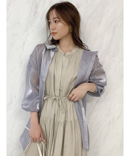 dazzlin(ダズリン)の「ブライトシャツ(シャツ/ブラウス・レディース・パープル/オフホワイト/グリーン・FREE)」の5枚目の写真