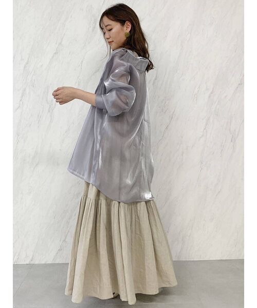 dazzlin(ダズリン)の「ブライトシャツ(シャツ/ブラウス・レディース・パープル/オフホワイト/グリーン・FREE)」の9枚目の写真