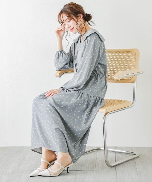 SUGAR BISKET（シュガービスケット）の「ビッグカラーワンピース（ワンピース・レディース・ライトグレー/ネイビー/イエロー/ブラック系その他/ベージュ系その他/ブルー系その他・フリー）」の11枚目の写真