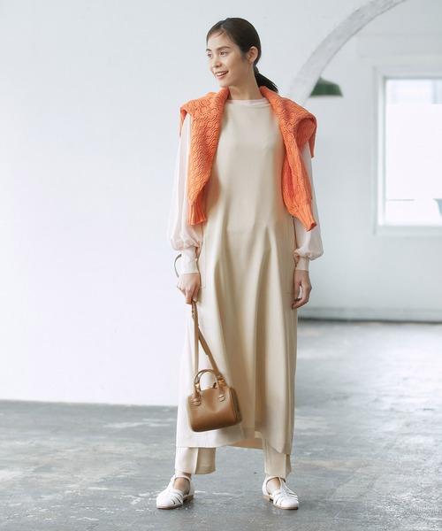 ROPE'（ロペ）の「【洗える】エステルソフトツイル前後2WAYノースリーブワンピース /WEB限定（ワンピース・レディース・ネイビー/オフホワイト・38）」の3枚目の写真