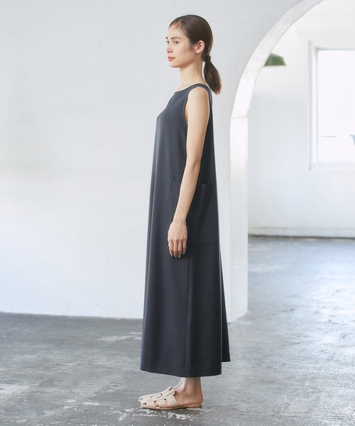 ROPE'（ロペ）の「【洗える】エステルソフトツイル前後2WAYノースリーブワンピース /WEB限定（ワンピース・レディース・ネイビー/オフホワイト・38）」の9枚目の写真