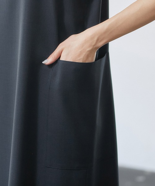 ROPE'（ロペ）の「【洗える】エステルソフトツイル前後2WAYノースリーブワンピース /WEB限定（ワンピース・レディース・ネイビー/オフホワイト・38）」の4枚目の写真