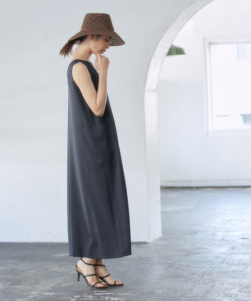 ROPE'（ロペ）の「【洗える】エステルソフトツイル前後2WAYノースリーブワンピース /WEB限定（ワンピース・レディース・ネイビー/オフホワイト・38）」の13枚目の写真