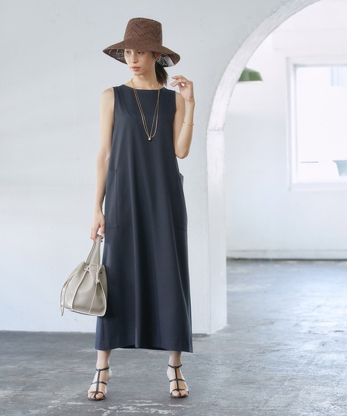 ROPE'（ロペ）の「【洗える】エステルソフトツイル前後2WAYノースリーブワンピース /WEB限定（ワンピース・レディース・ネイビー/オフホワイト・38）」の21枚目の写真