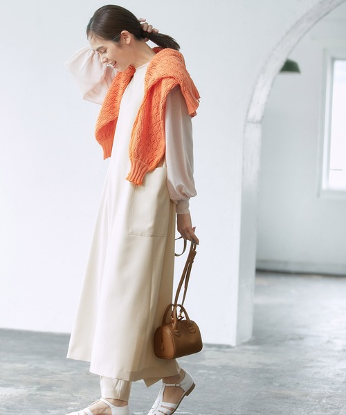 ROPE'（ロペ）の「【洗える】エステルソフトツイル前後2WAYノースリーブワンピース /WEB限定（ワンピース・レディース・ネイビー/オフホワイト・38）」の22枚目の写真