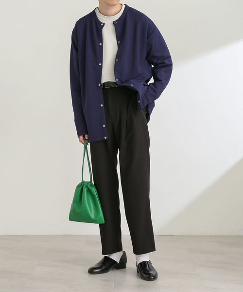 SENSE OF PLACE by URBAN RESEARCH(センスオブプレイスバイアーバンリサーチ)の「『ユニセックス』ツイルポンチクルーネックカーディガン(カーディガン/ボレロ・メンズ・アイボリー/ブラック/グリーン/ネイビー・MEDIUM/LARGE)」の4枚目の写真